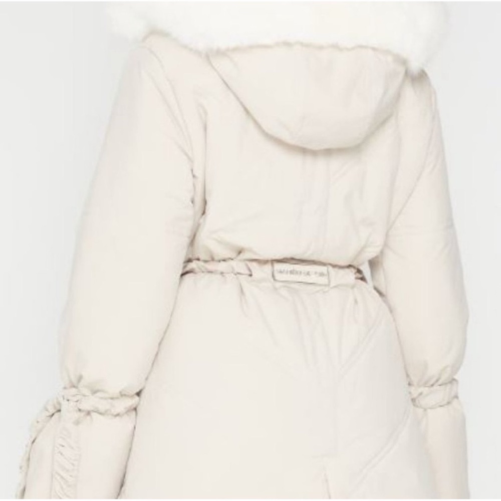 Maniere De Voir Black Puffer Jacket with Faux Fur Trim - Picture 5 of 13